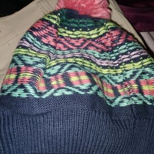 Colorful Knit Kids Beanie with Pom Pom